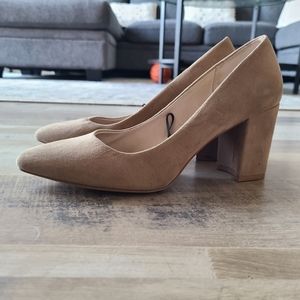 Beige Velvet Heels